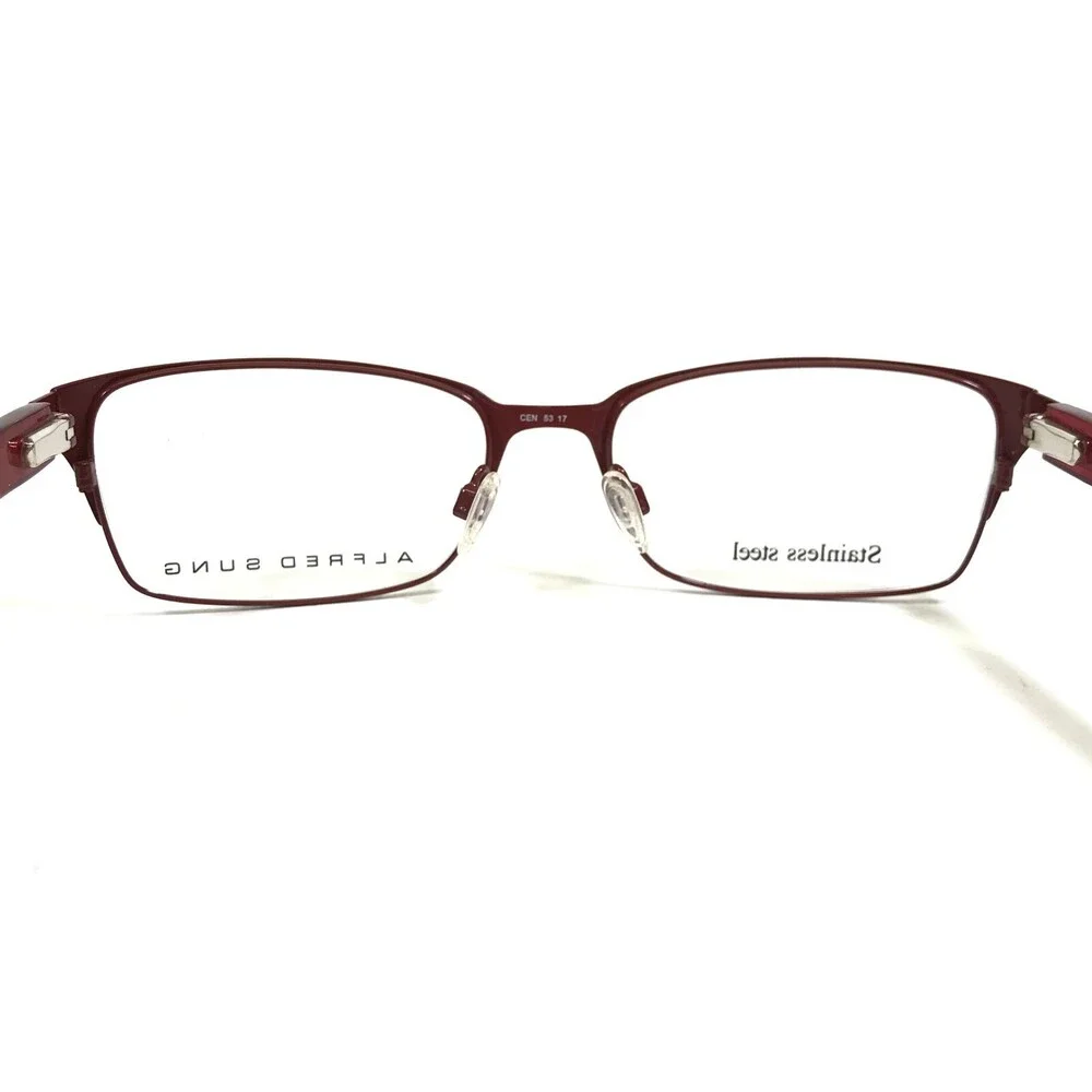 Alfred Sung Eyeglasses Frames AS4938 BLK Black Red Rectangular 53-17-130